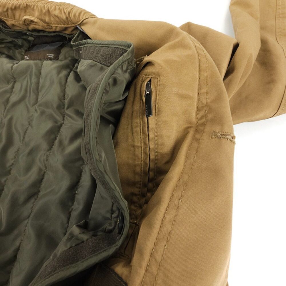 ZARA Man Chore Coat Military Jacket Short Trench Old Money Tailored Khaki - Picture 9 of 11